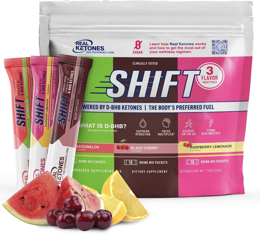 Real Ketones Keto Electrolyte Powder Drink Mix Packets - BHB Exogenous Ketones for Fasting with Hydrating Electrolytes - 30 Pack Variety Pack