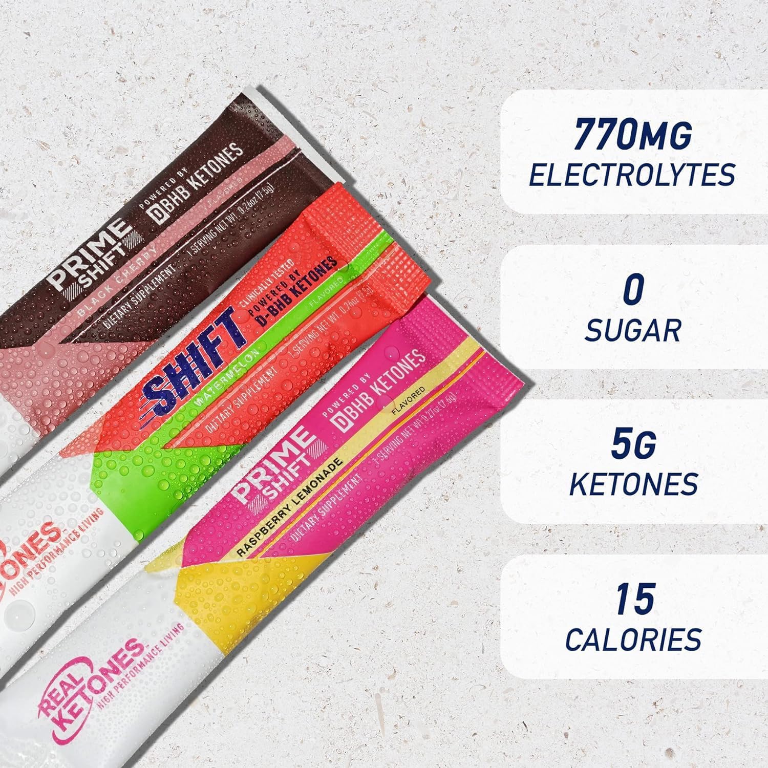 Real Ketones Keto Electrolyte Powder Drink Mix Packets - BHB Exogenous Ketones for Fasting with Hydrating Electrolytes - 30 Pack Variety Pack