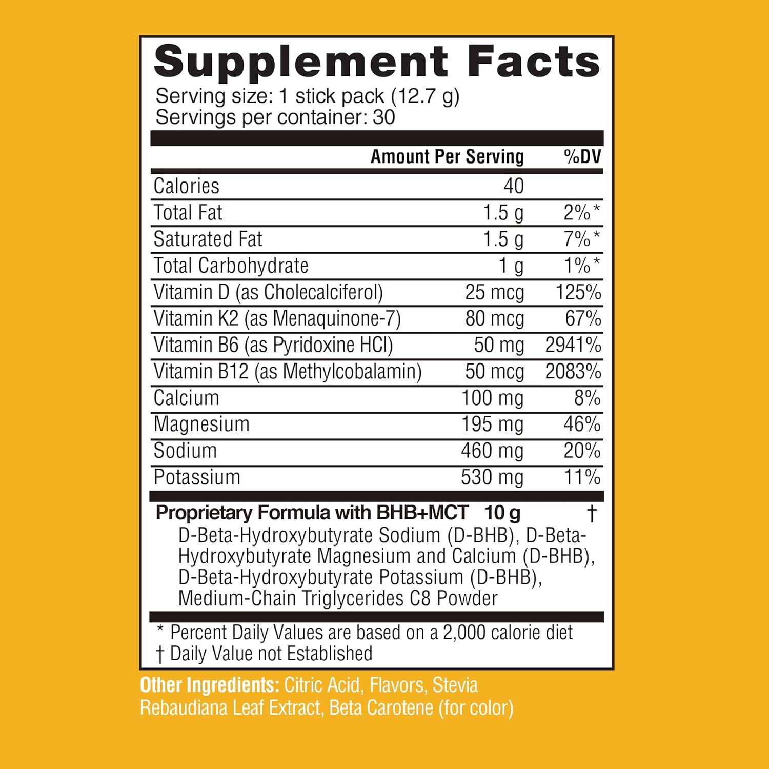Real Ketones MCT & BHB Exogenous Ketones Electrolyte Powder Packets - 30 Pack Lemon Twist Flavor