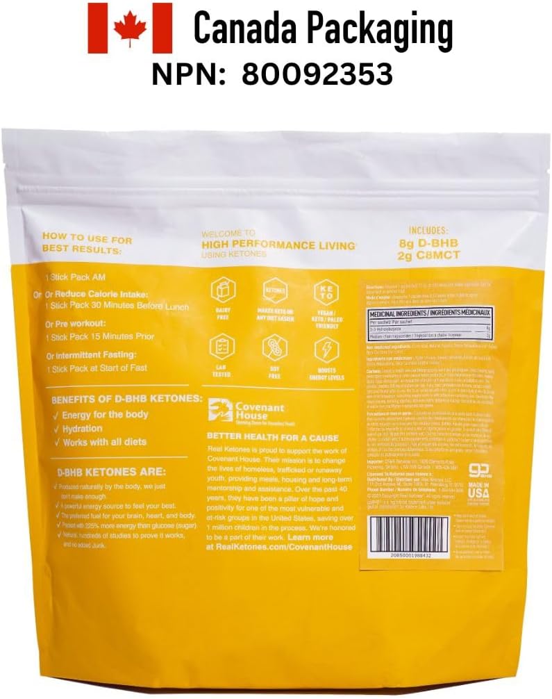 Real Ketones MCT & BHB Exogenous Ketones Electrolyte Powder Packets - 30 Pack Lemon Twist Flavor