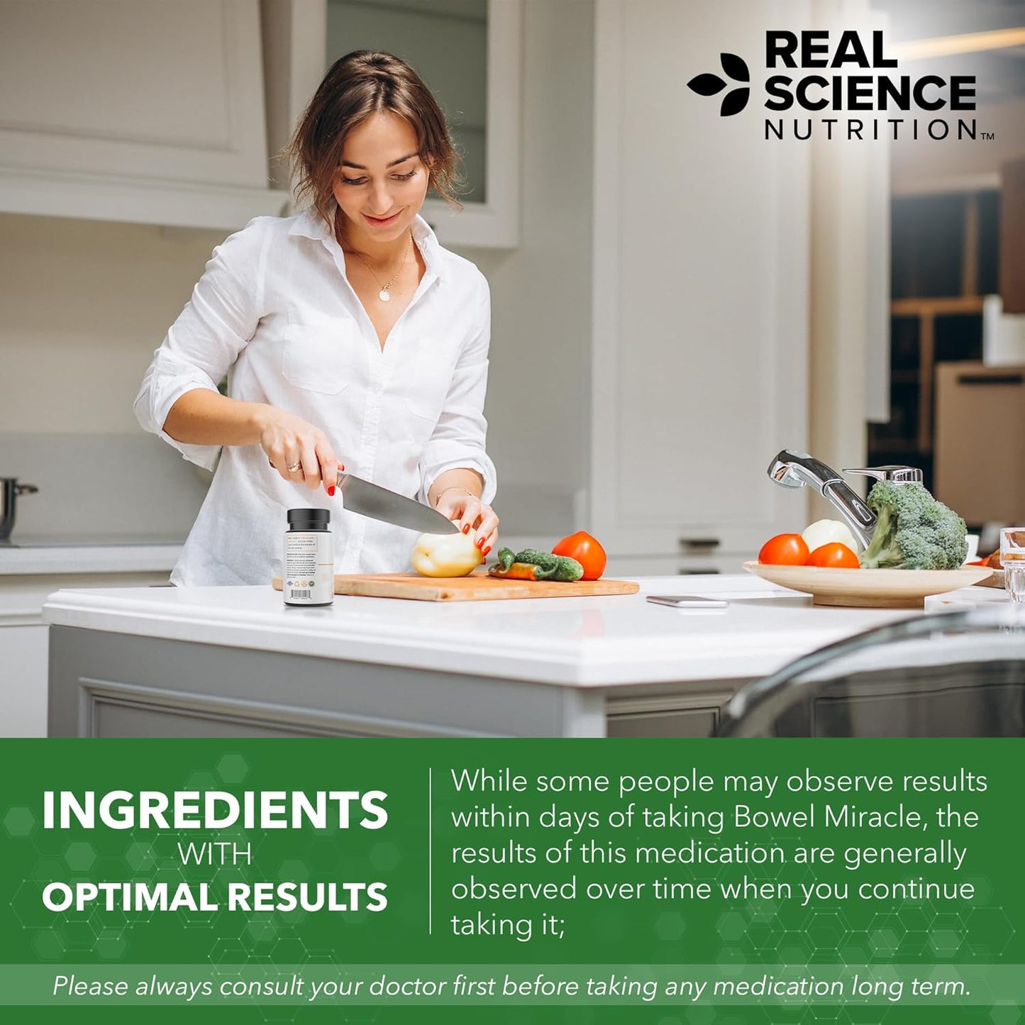 Real Science Nutrition Bowel Miracle: Natural Solution for Gut Health, Abdominal Discomfort, IBS Relief