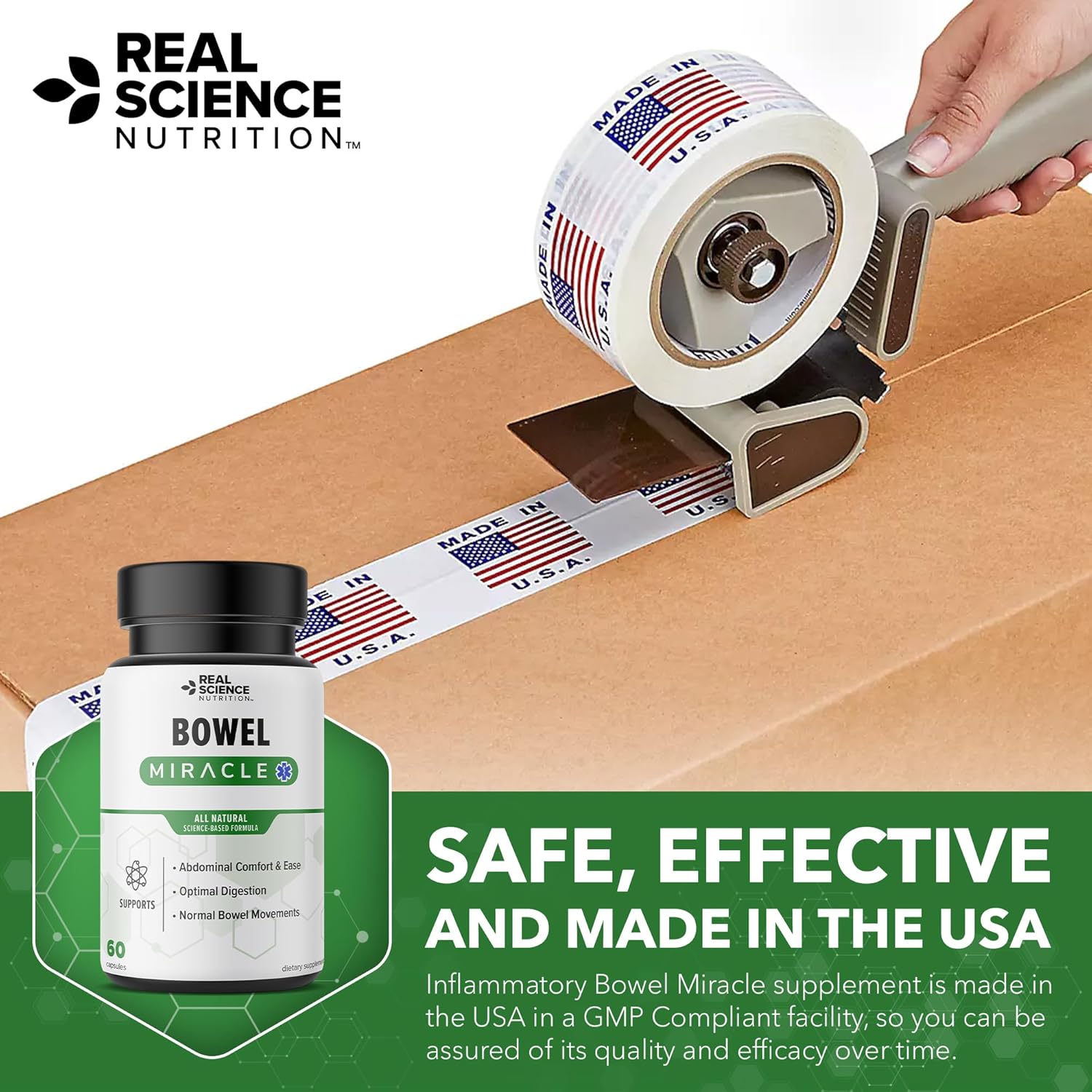 Real Science Nutrition Bowel Miracle: Natural Solution for Gut Health, Abdominal Discomfort, IBS Relief