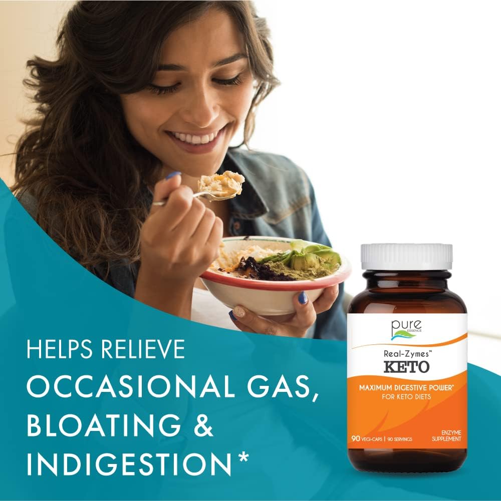 Real-Zymes™ KETO Digestive Enzymes Supplement with Probiotics - Natural Relief for Digestive Issues - 90 Capsules
