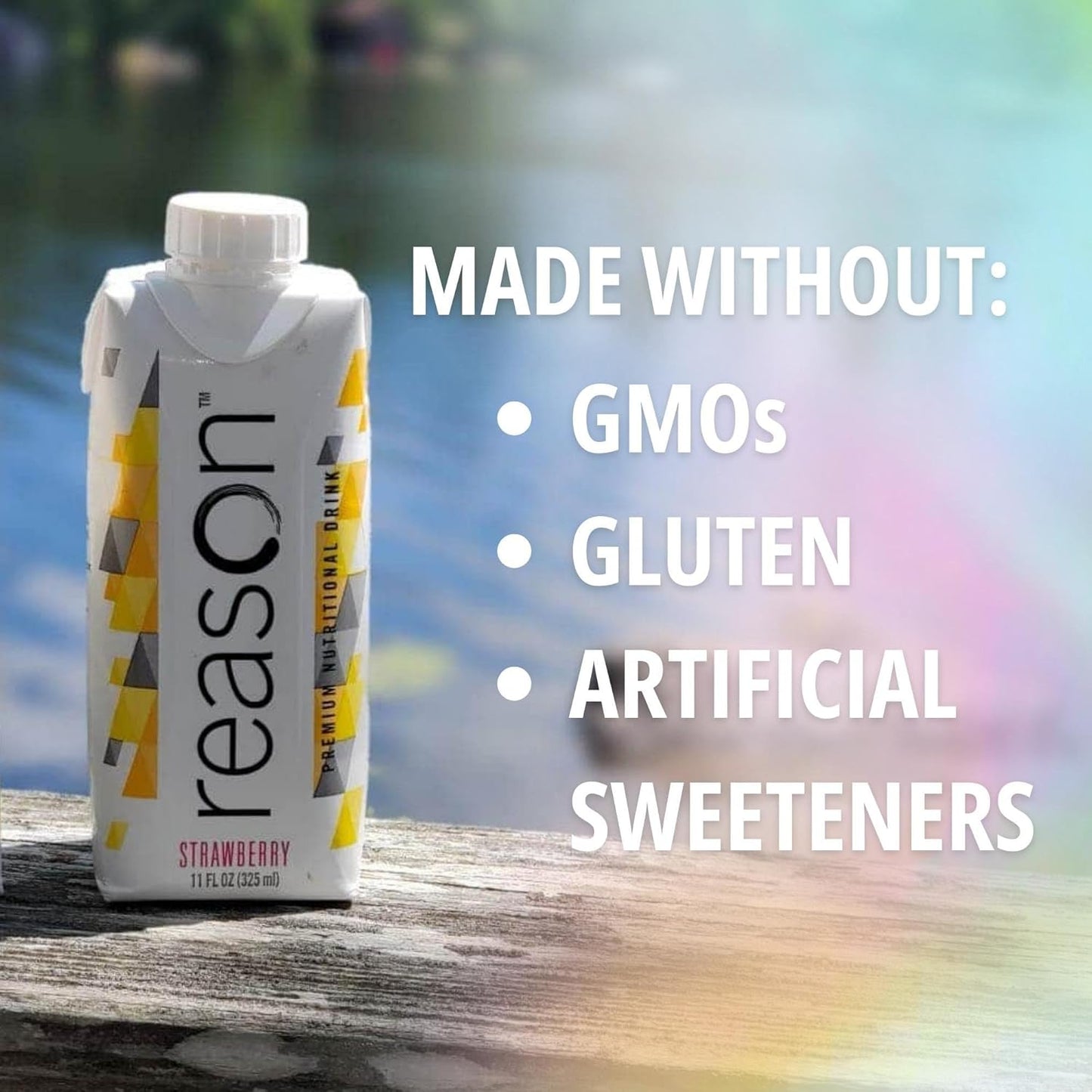 Reason Premium High Calorie Protein Drink - Soy, Gluten, and Artificial Sweetener-Free - Lactose-Friendly Strawberry Flavor - 11 oz, 12 Pack