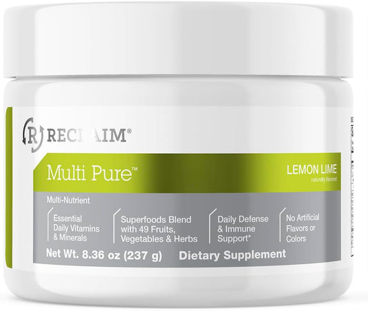 Reclaim Multi Pure Lemon Lime Superfood Powder with Immune Support (30 Servings)