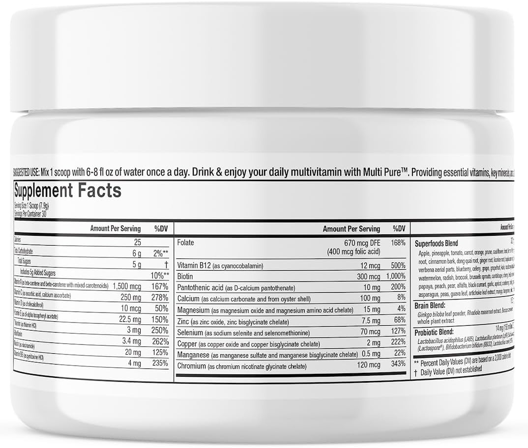 Reclaim Multi Pure Lemon Lime Superfood Powder with Immune Support (30 Servings)
