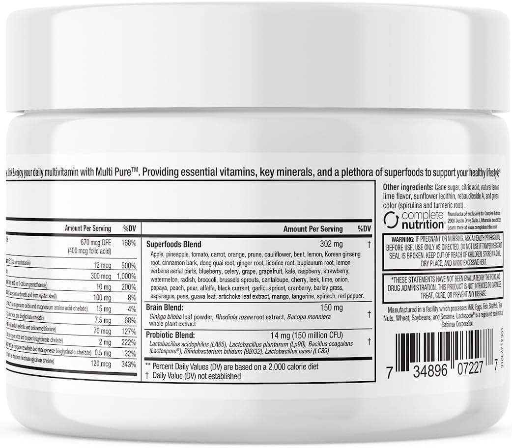 Reclaim Multi Pure Lemon Lime Superfood Powder with Immune Support (30 Servings)