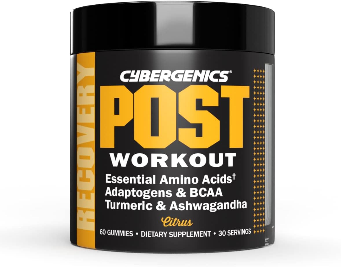 Recovery Accelerator Gummies with Essential Amino Acids, Ashwagandha, Curcumin, BCAAs - Citrus Flavor, 60 Gummies