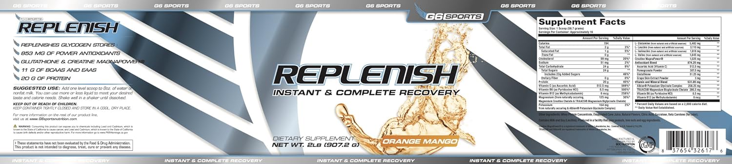 Recovery Formula with 11g BCAAs, 20g Whey Protein, and 1000mg Creatine - Orange Mango - 2lb Jar