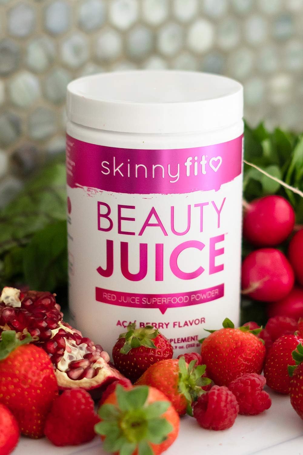 Red Acai Berry Beauty Juice Powder - Anti-Aging, Immunity Boost, Digestive Aid - Pre & Probiotics - 30 Servings