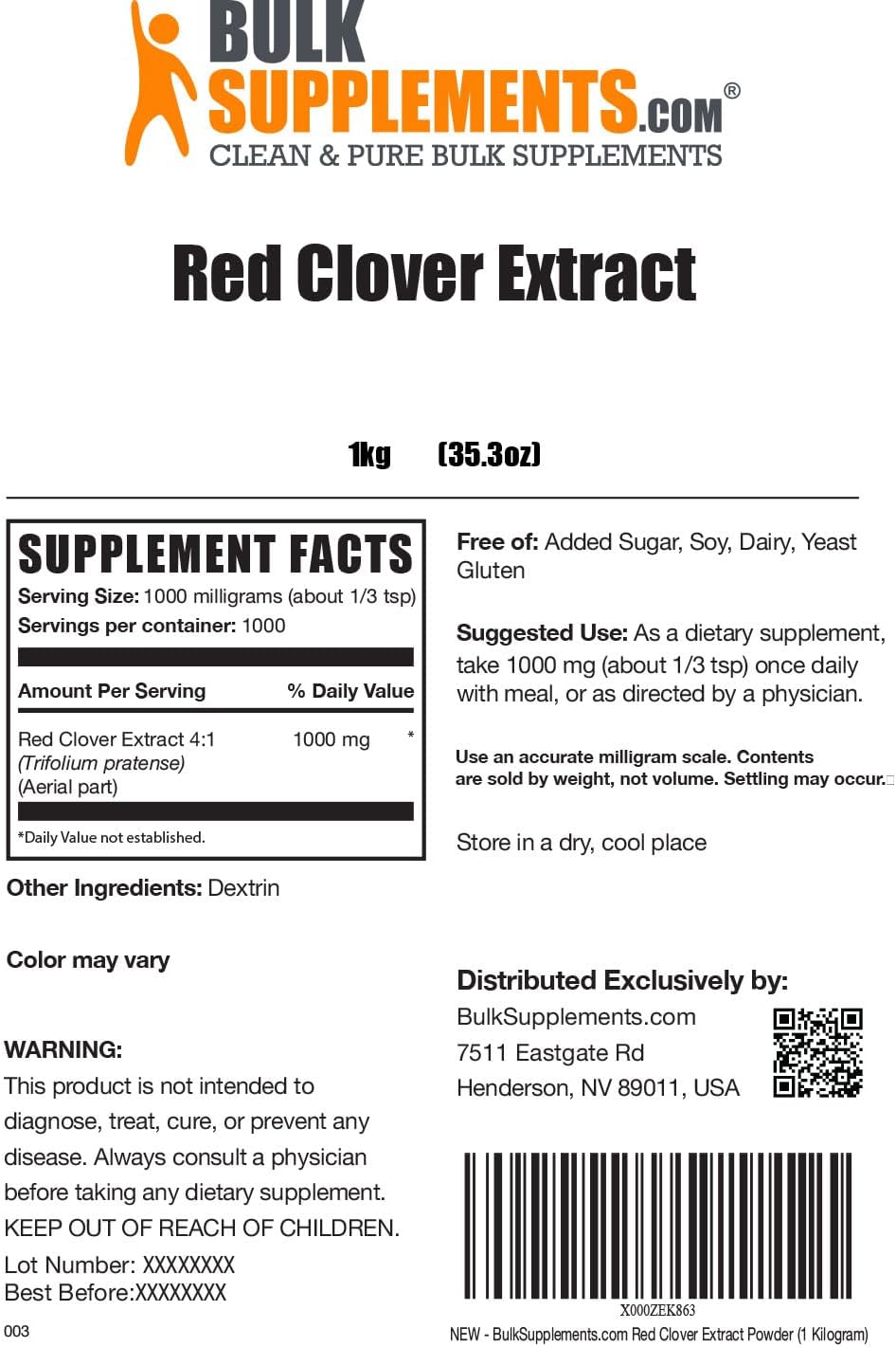 Red Clover Extract Powder - Antioxidant Supplement for Hair and Bones - 5kg/11lbs Bulk Size