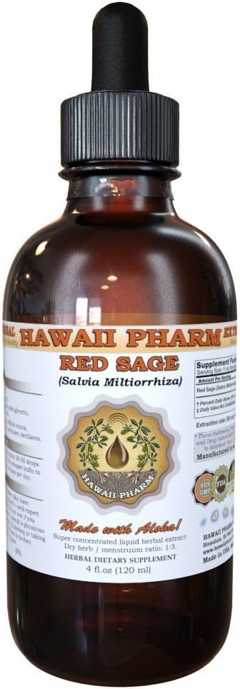 Red Sage Liquid Extract Tincture - 2 fl.oz Herbal Supplement Made in USA by Hawaii Pharm