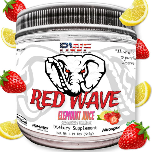 Red Wave Pre Workout Powder with Creatine - Fully Dosed Supplement for Men & Women, Citrulline, Beta-Alanine, 300mg Caffeine, Nootropics, Long Lasting Energy - 540g