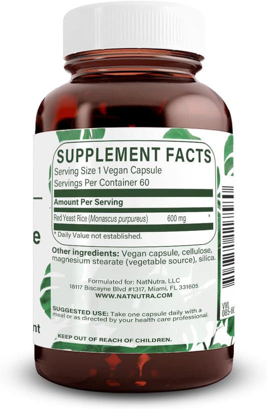 Red Yeast Rice Extract Capsules for Cardiovascular Health, Immunity, and Digestion Support - Gluten Free, 600mg, 60ct (Pack of 3)