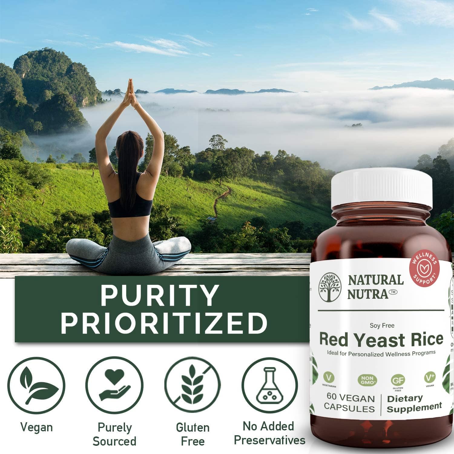 Red Yeast Rice Extract Capsules for Cardiovascular Health, Immunity, and Digestion Support - Gluten Free, 600mg, 60ct (Pack of 3)