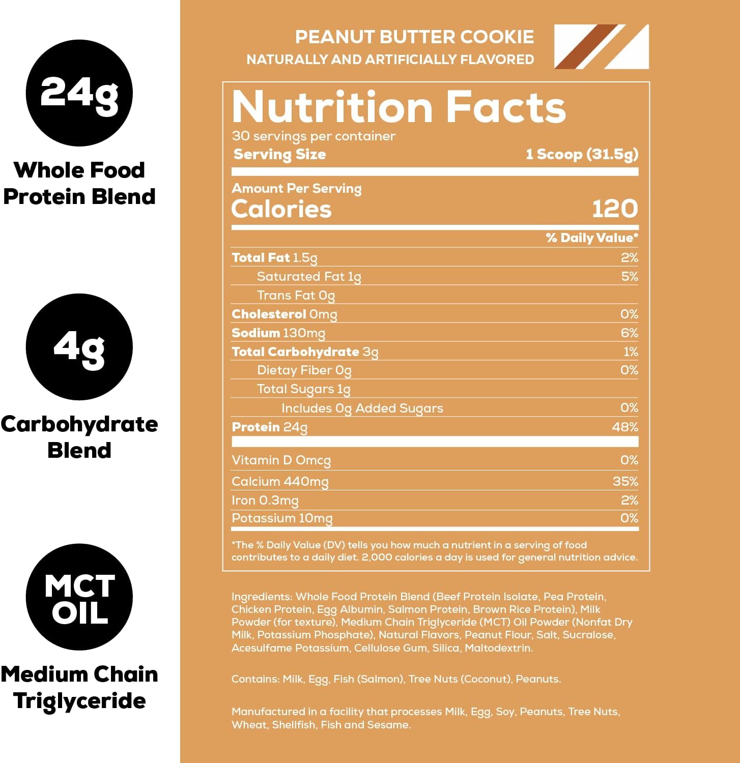 Redcon1 MRE Lite Peanut Butter Cookie Protein Powder - Low Carb Meal Replacement with Animal Protein Blends - Digestible Supplement with MCT Oils (30 Servings)