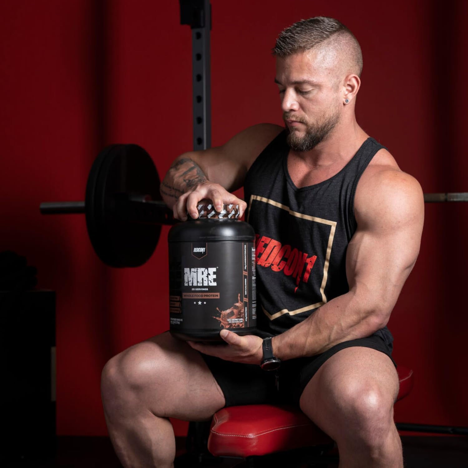 Redcon1 MRE Protein Powder - Fudge Brownie Flavor, Made with MCT Oil & Whole Foods for Muscle Recovery - Natural Ingredients Meal Replacement (25 Servings)