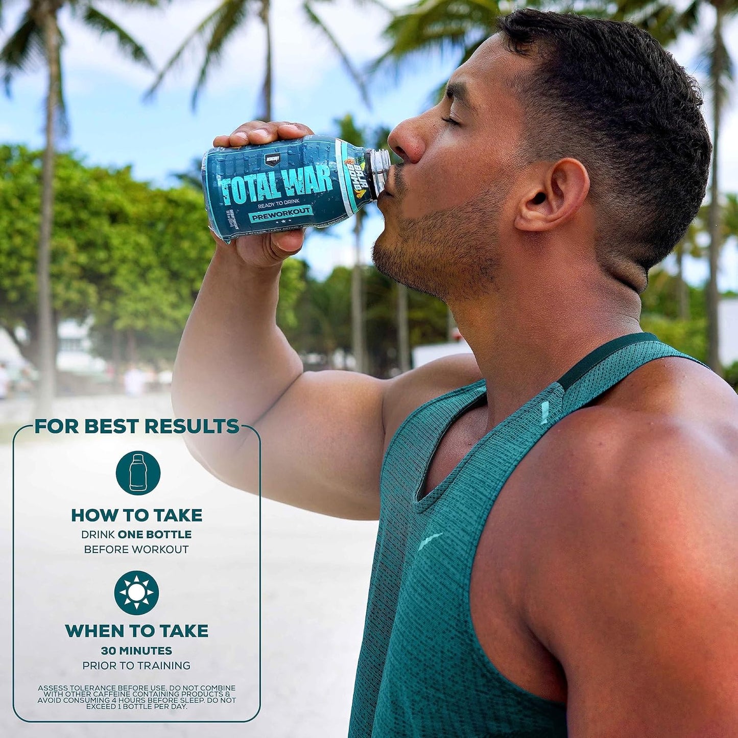 REDCON1 Total War RTD Preworkout, Baja Bomb Flavor - 350mg Caffeine, Beta Alanine, Citrulline Malate for Pump - 12 Pack