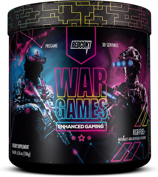REDCON1 War Games RGB-Fuel Focus Formula with Nootropics - Keto Friendly Supplement with Green Tea Extract, Yerba Mate, TeaCrine & Dynamine (30 Servings)