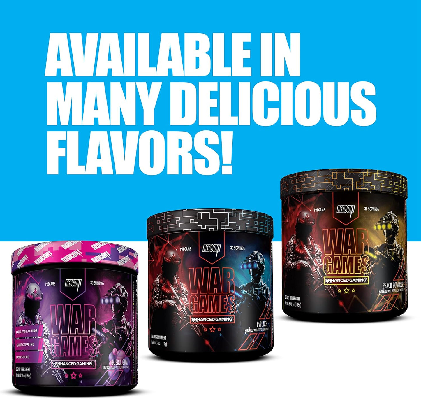 REDCON1 War Games RGB-Fuel Focus Formula with Nootropics - Keto Friendly Supplement with Green Tea Extract, Yerba Mate, TeaCrine & Dynamine (30 Servings)