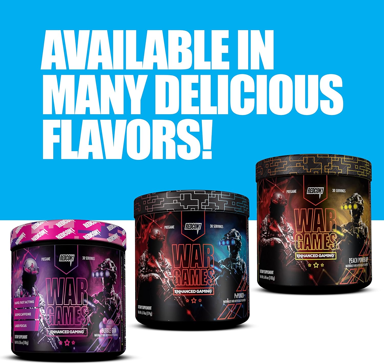 REDCON1 War Games RGB-Fuel Focus Formula with Nootropics - Keto Friendly Supplement with Green Tea Extract, Yerba Mate, TeaCrine & Dynamine (30 Servings)