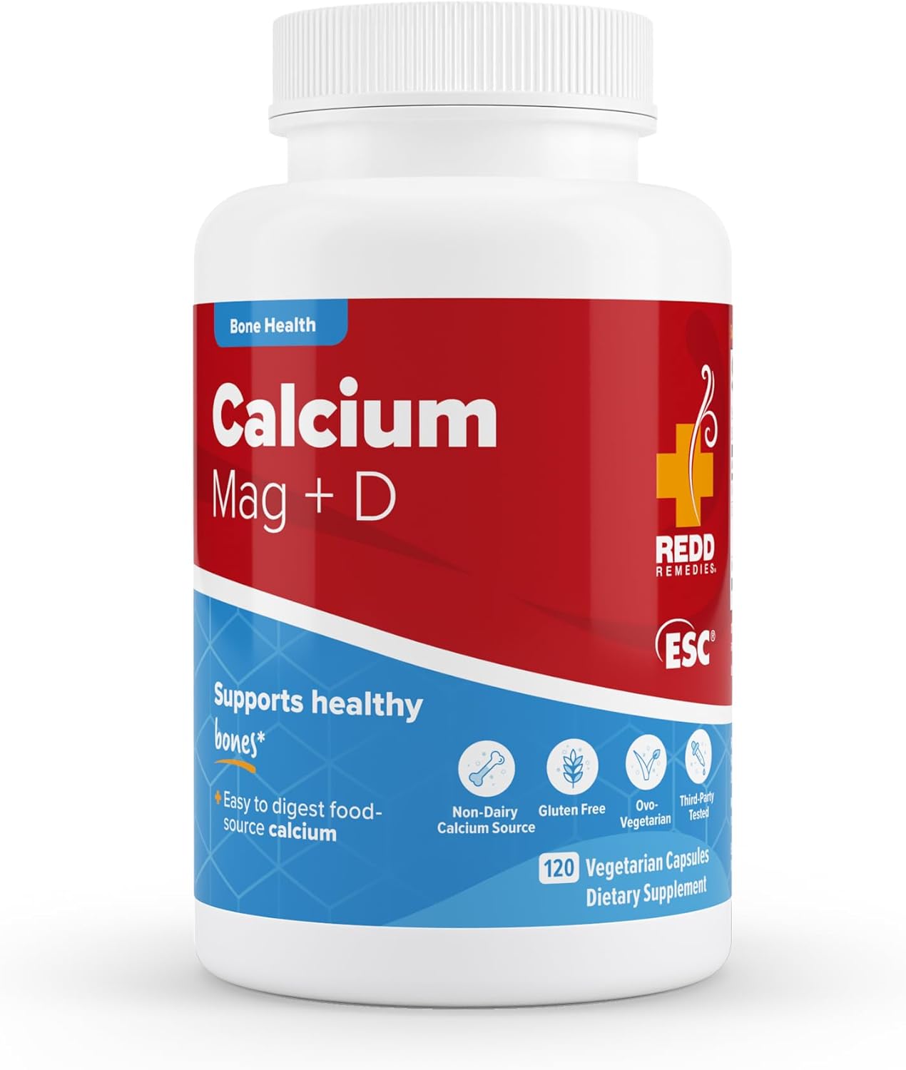 Redd Remedies Bone Health Original: Vitamin D3 & Calcium Capsules for Strong Bones - 120 Count