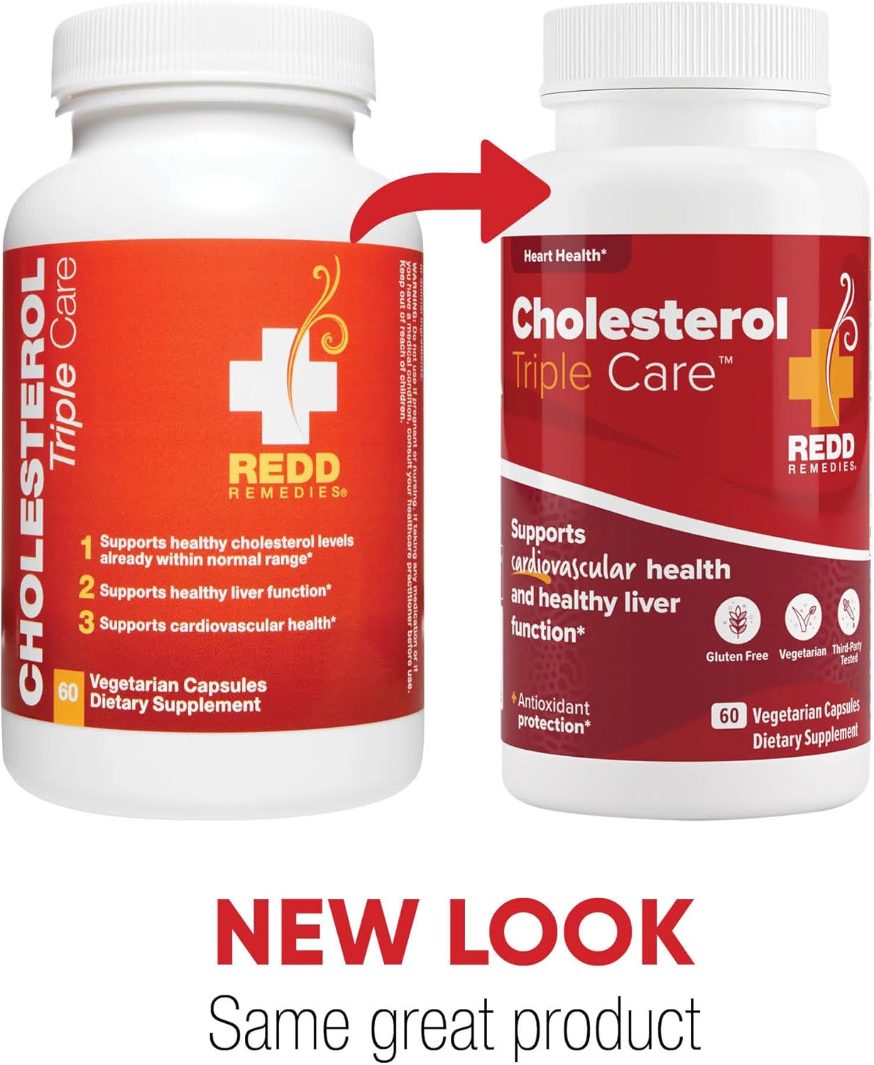 Redd Remedies Cholesterol Triple Care - Promotes Healthy Cholesterol Levels & Liver Function - 60 Vegetarian Capsules