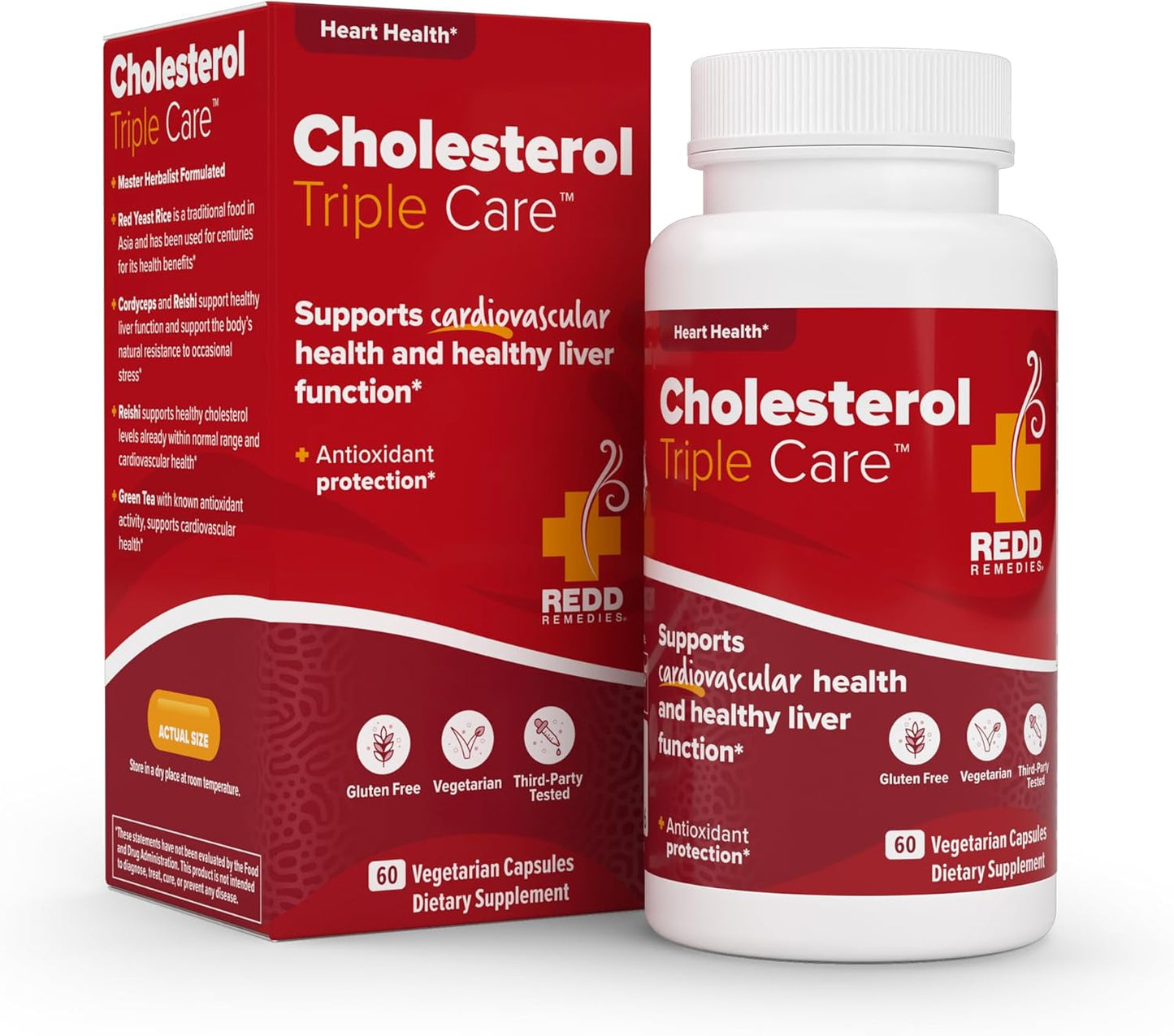 Redd Remedies Cholesterol Triple Care - Promotes Healthy Cholesterol Levels & Liver Function - 60 Vegetarian Capsules