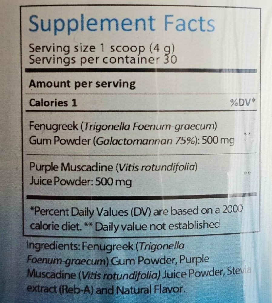 Reddy Naturals Aryana FENU Fiber Powder with Muscadine Polyphenols for Metabolic Support, Immune & Gut Health - 4.2 OZ