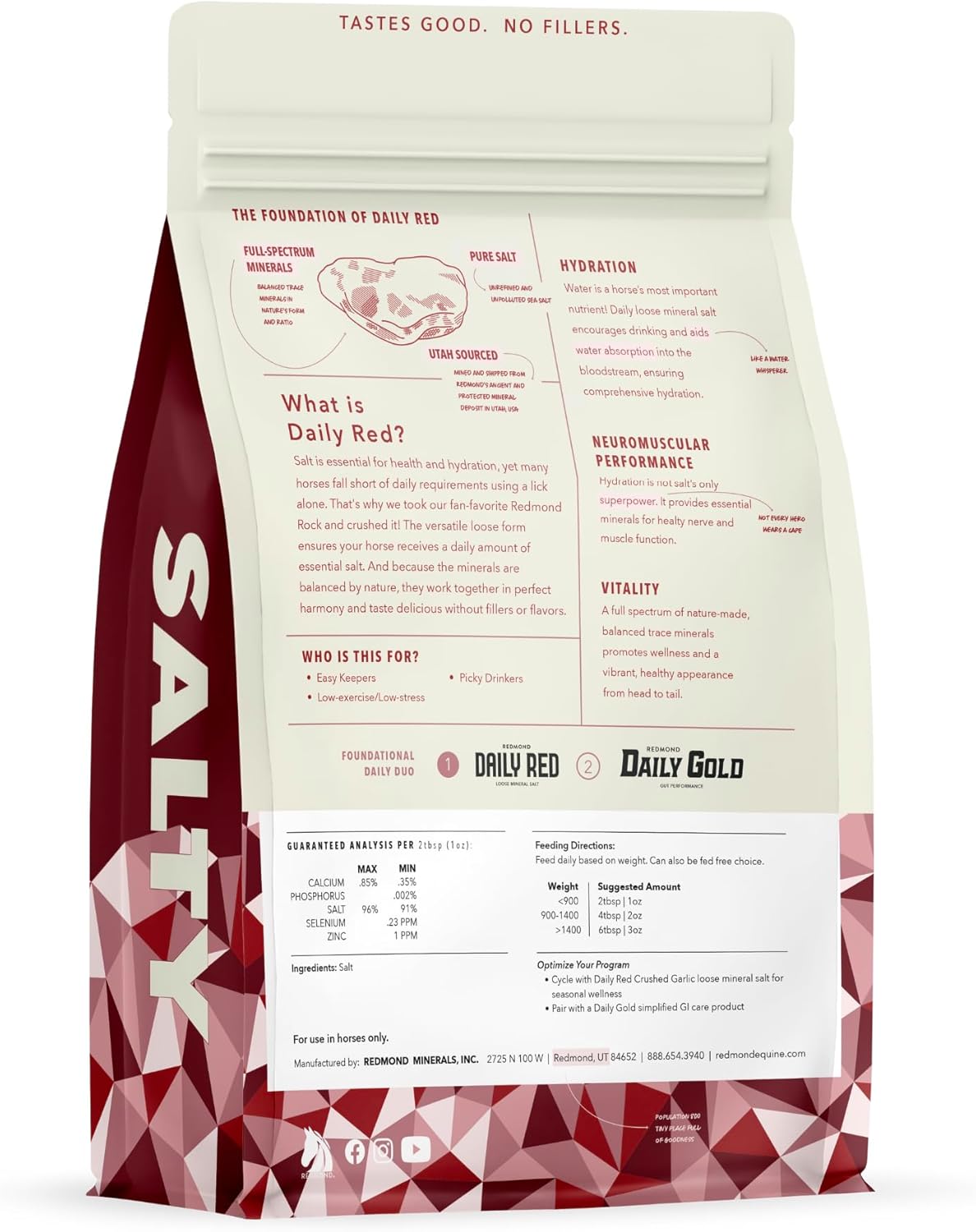 Redmond Daily Red Crushed Loose Minerals: Horse Mineral Salt + Electrolyte Supplement