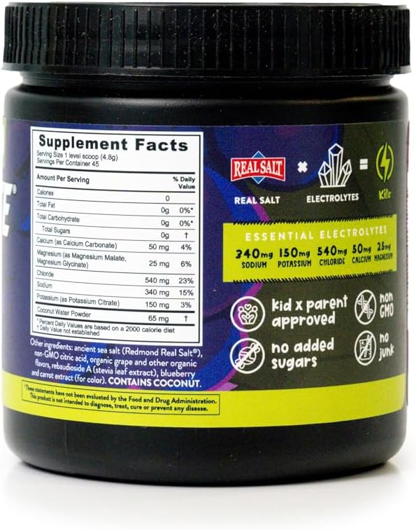 REDMOND Re-Lyte Kids Hydration Electrolyte Mix Powder in Grape Flavor - 7.62 oz