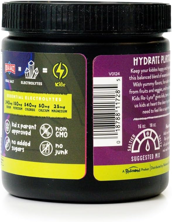 REDMOND Re-Lyte Kids Hydration Electrolyte Mix Powder in Grape Flavor - 7.62 oz