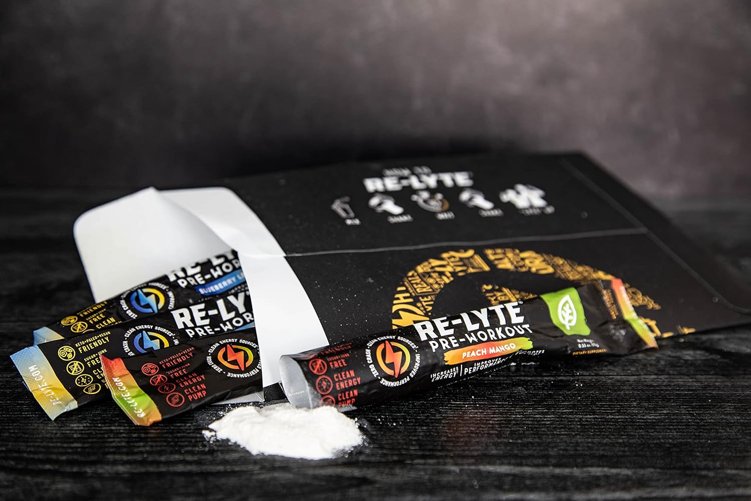 REDMOND Re-Lyte Pre-Workout Drink Mix Sampler Pack with 4 Sticks