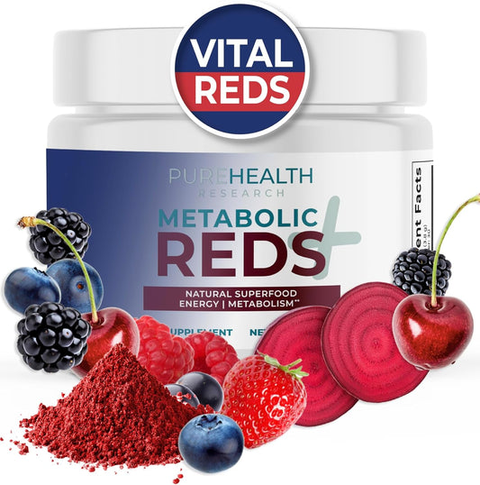 Reds Superfoods Powder: Low-Calorie Fruit & Veg Adaptogen Drink with Beetroot, Polyphenols, Probiotics - Antioxidant Energy Boost, 30 Servings