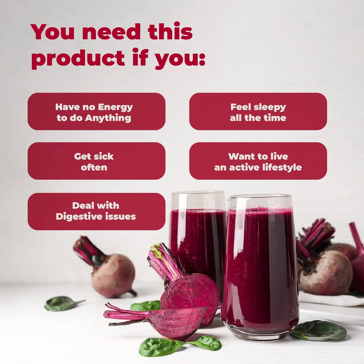 Reds Superfoods Powder: Low-Calorie Fruit & Veg Adaptogen Drink with Beetroot, Polyphenols, Probiotics - Antioxidant Energy Boost, 30 Servings