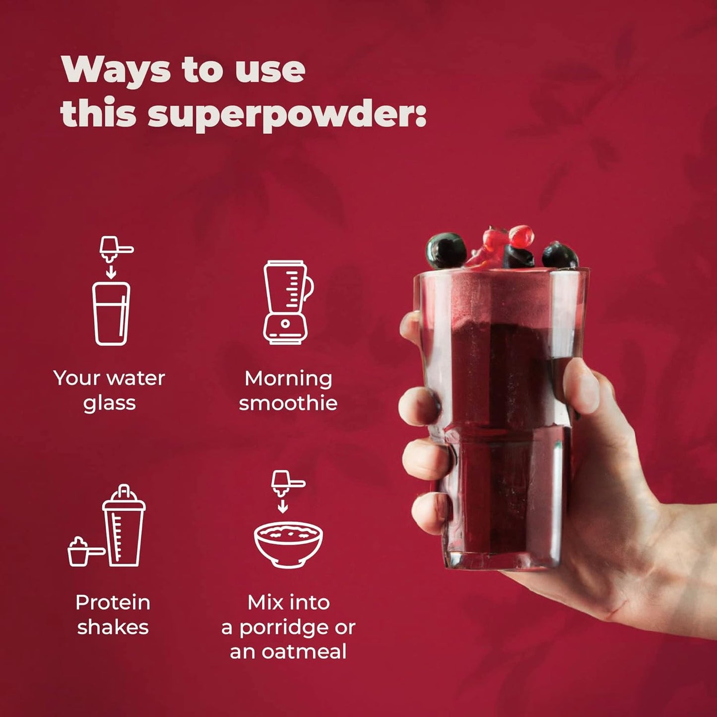 Reds Superfoods Powder: Low-Calorie Fruit & Veg Adaptogen Drink with Beetroot, Polyphenols, Probiotics - Antioxidant Energy Boost, 30 Servings