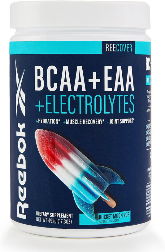 Reebok ReeCover Post-Workout Supplement | 8g EAAs, 5g BCAAs, Electrolytes | Muscle Recovery, Strength | Rocket Moon Pop Flavor | 30 Servings