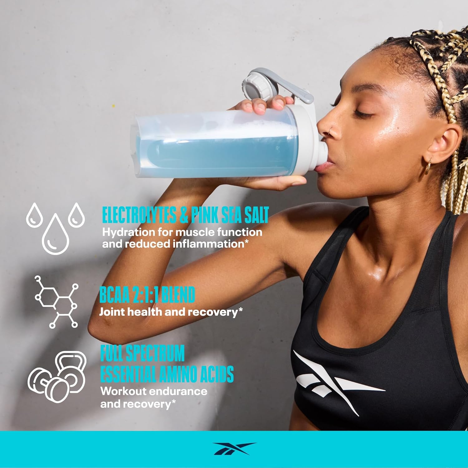 Reebok ReeCover Post-Workout Supplement | 8g EAAs, 5g BCAAs, Electrolytes | Muscle Recovery, Strength | Rocket Moon Pop Flavor | 30 Servings