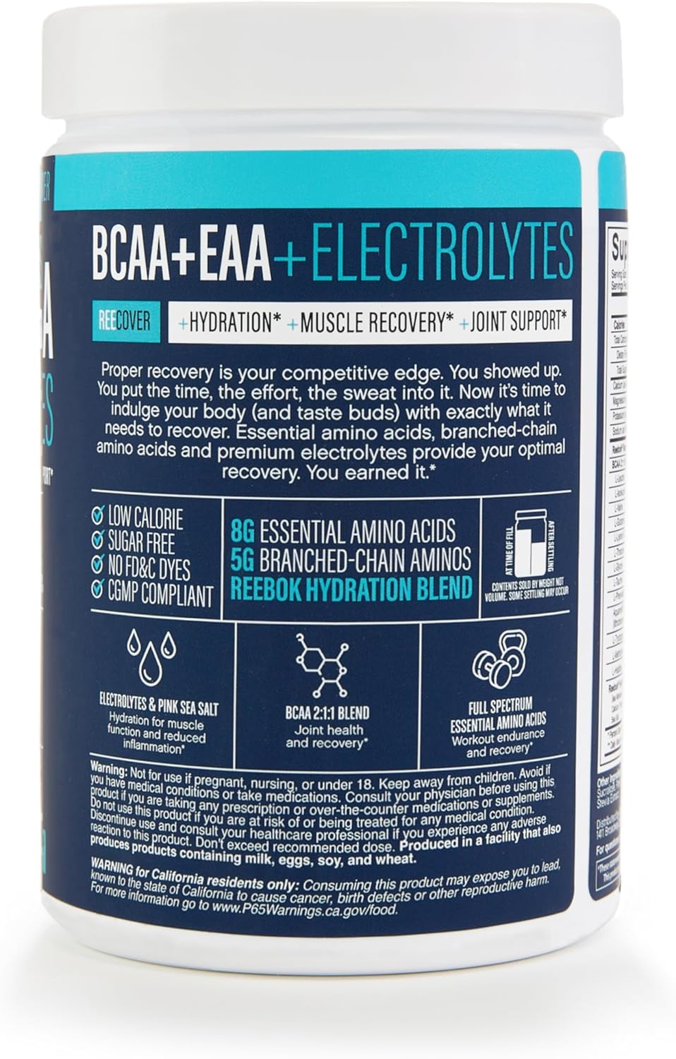 Reebok ReeCover Post-Workout Supplement | 8g EAAs, 5g BCAAs, Electrolytes | Muscle Recovery, Strength | Rocket Moon Pop Flavor | 30 Servings