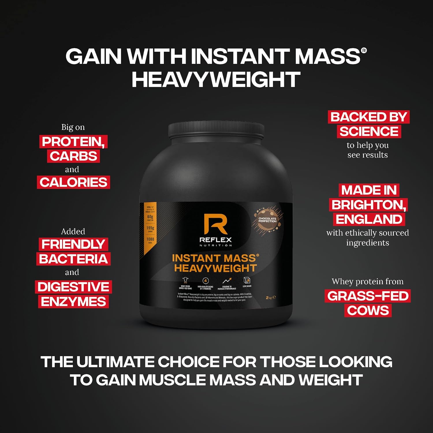 Reflex Nutrition Instant Mass Heavyweight, Chocolate Perfection - 2.4kg (2400g)