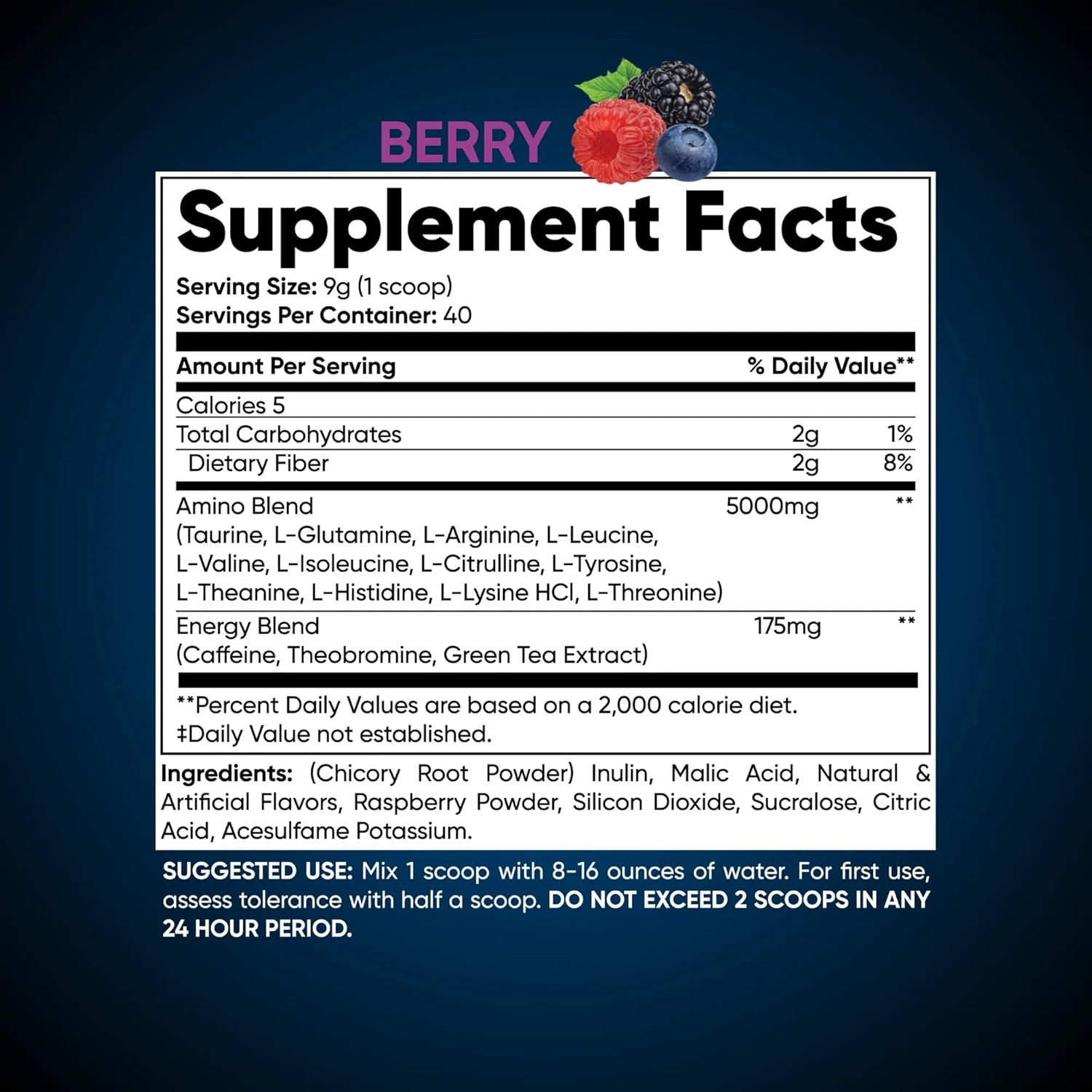 Refuel with Blue Collar Nutrition Amino Acid Energy Powder - 40 Servings for Energy, Focus, and Recovery - Peach Mango Flavor