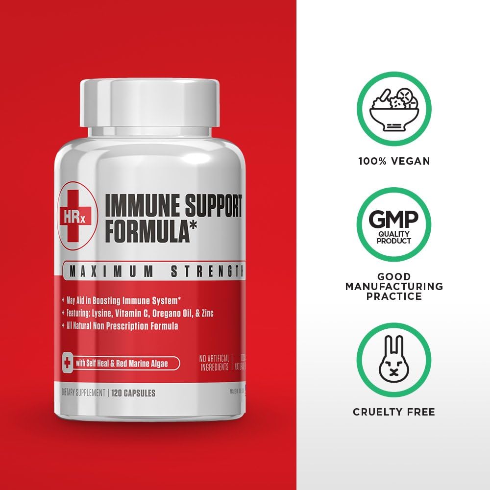 Re+Gen Nutrition Immune Support Supplement with Zinc, Vitamin C, L lysine & Oregano Oil - 120 Capsules for Strong Immunity in Men & Women