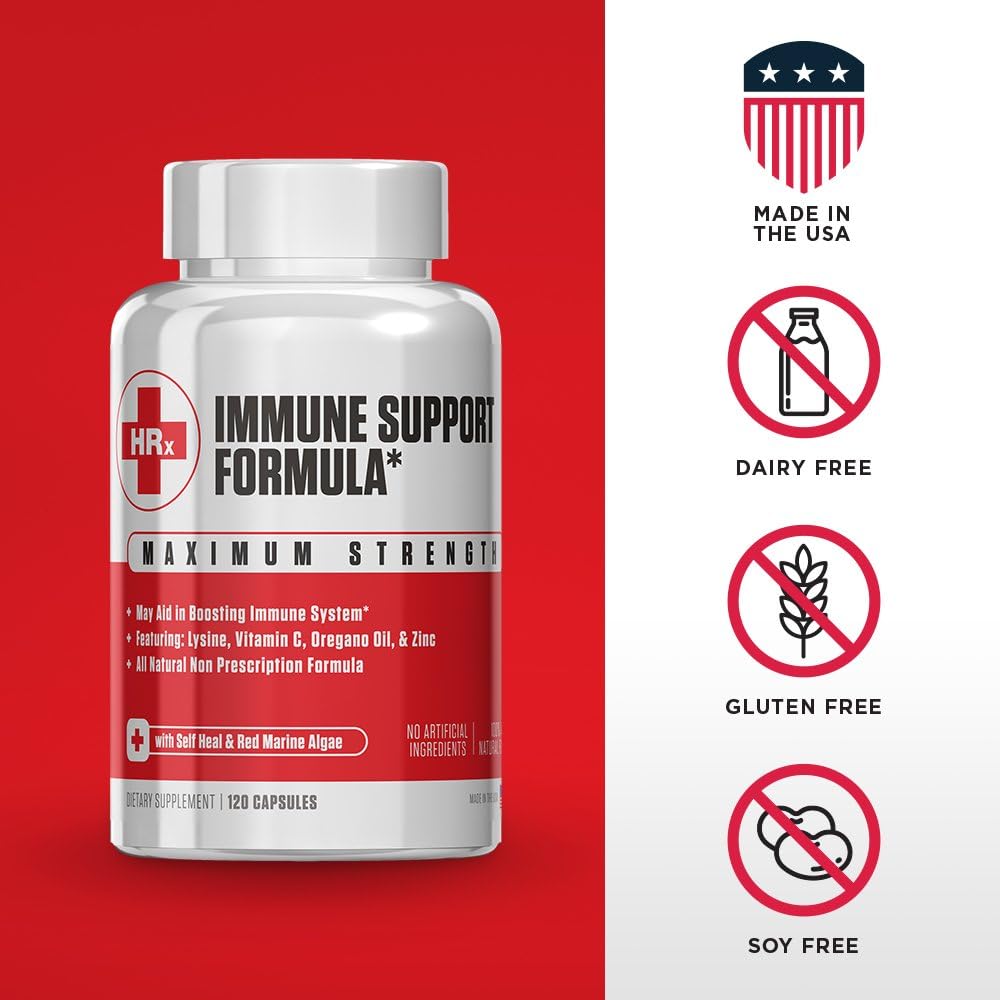 Re+Gen Nutrition Immune Support Supplement with Zinc, Vitamin C, L lysine & Oregano Oil - 120 Capsules for Strong Immunity in Men & Women