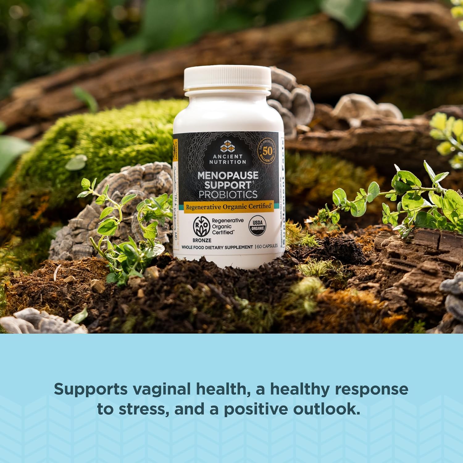Regenerative Organic Certified Probiotics for Menopause Support - 60 Count, 50 Billion CFUs, Digestive & Women’s Health Support