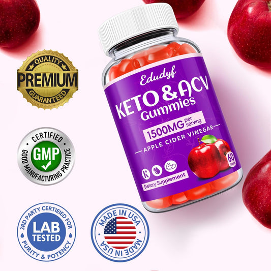 Regio EDUDYF 1500mg Apple Cider Vinegar Gummies with Probiotics, B12, Keto Support - Vegan & Non-GMO - 120C - Promotes Healthy Stature