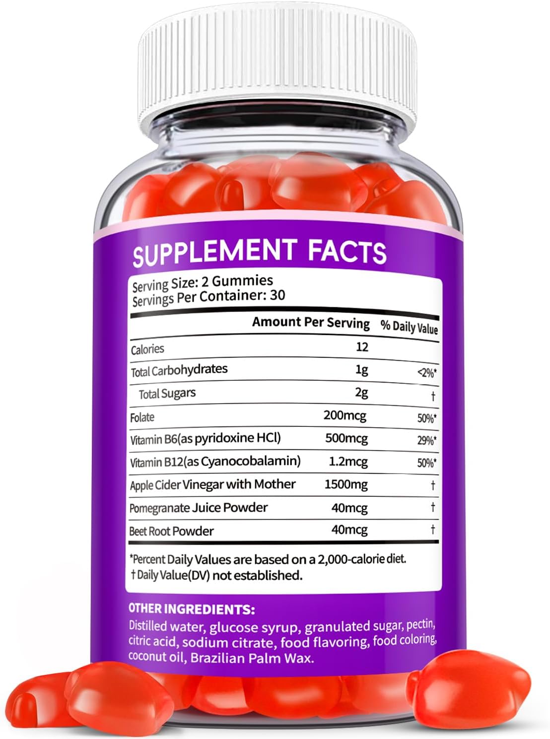 Regio EDUDYF 1500mg Apple Cider Vinegar Gummies with Probiotics, B12, Keto Support - Vegan & Non-GMO - 120C - Promotes Healthy Stature