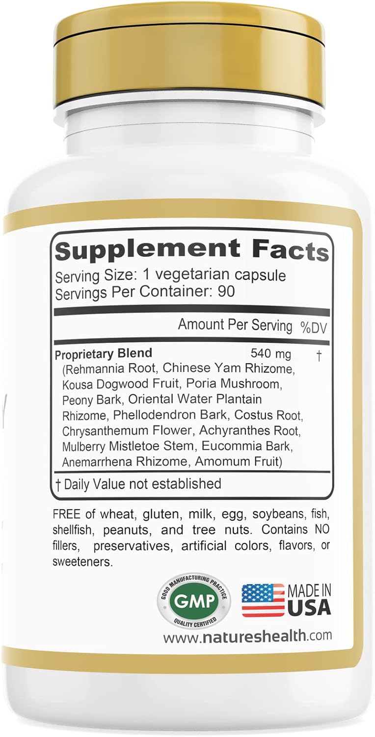 Rehmannia Formula Liver and Kidney Cleanse Supplement - Boost Vitality - 90 Vegetarian Capsules