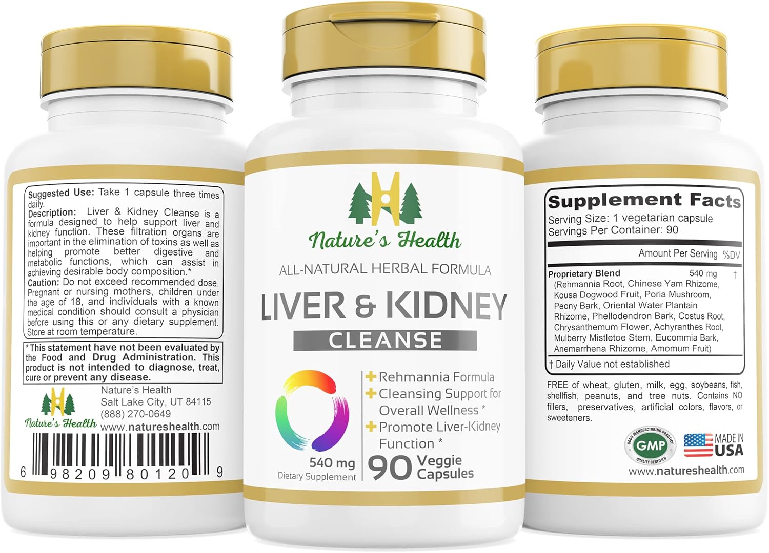 Rehmannia Formula Liver and Kidney Cleanse Supplement - Boost Vitality - 90 Vegetarian Capsules
