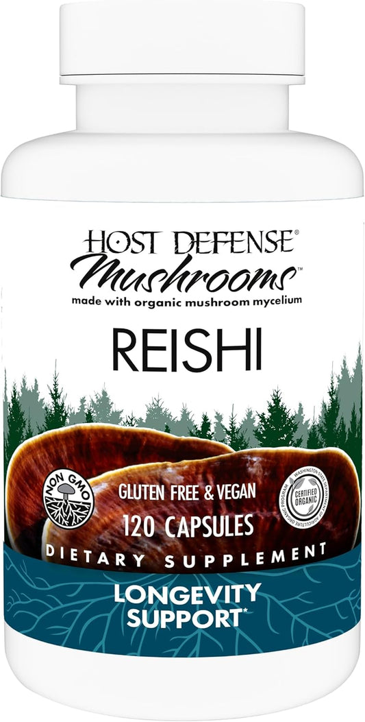 Reishi Mushroom Capsules for Heart, Immune Health, Energy, and Vitality - 120 Capsules