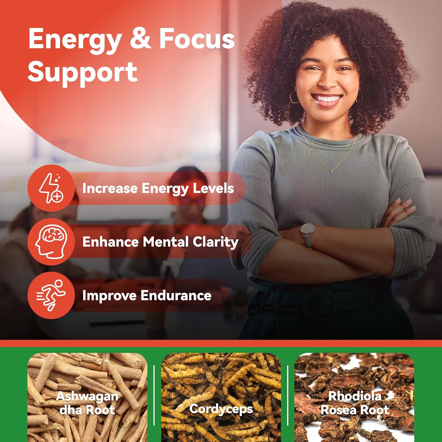Reishi Mushroom Capsules with Cordyceps, Chaga, & Ashwagandha - Immune Health & Energy Support, 60 Count